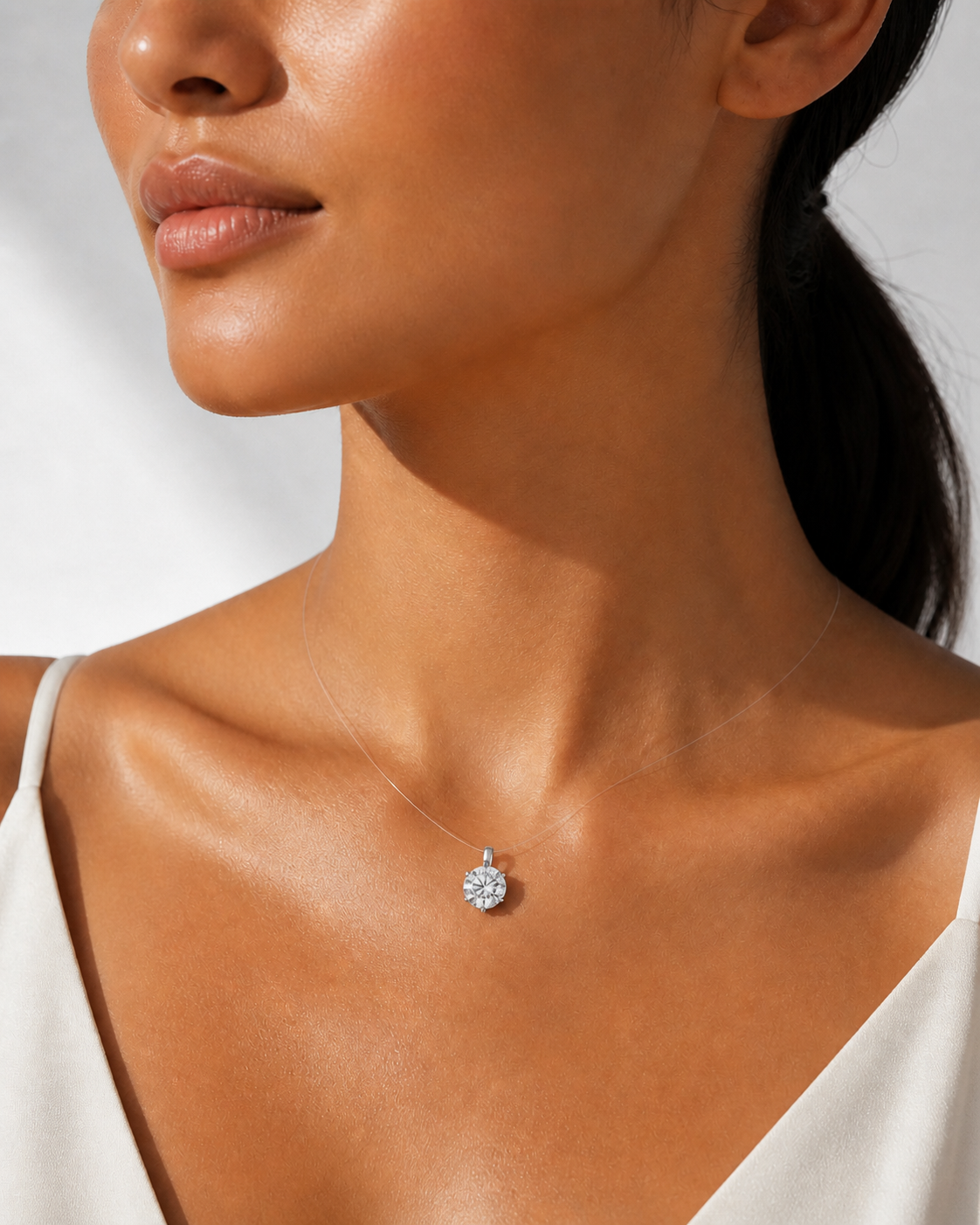 3.0 Carat (9.0mm) large moissanite necklace, premium brilliant cut.