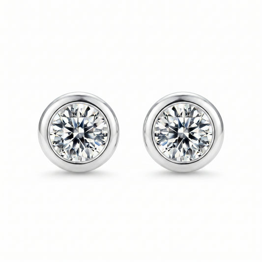D Color VVS1 Moissanite Bubble Stud Earrings in 925 Sterling Silver - Luvia Jewelers