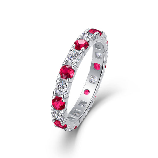 Luvia Alternating Moissanite & Lab Gemstone Eternity Ring in S925 Silver